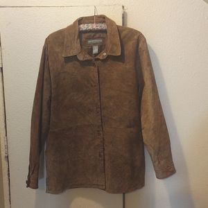 Women's Vintage Boxy Brown Leather Jacket by Jessica Holbrook Easy Care Coat